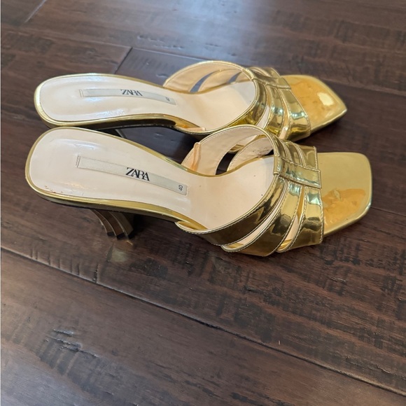 Zara gold heels party colorful open toed heels size 40 - Picture 7 of 8